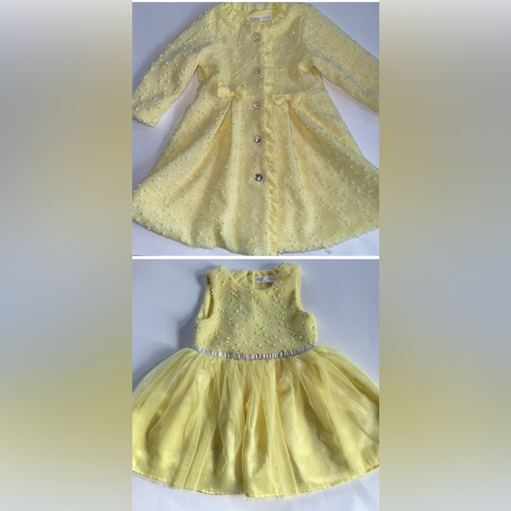 Nannette Baby 2-Piece Glitter Dress & Coat Set Toddler 2T yellow
